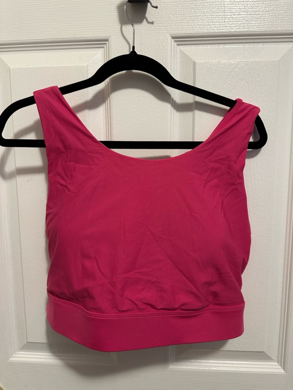 Fabletics Bright Pink Criss Cross Back Sports Bra—Athletic Crop Tank Top